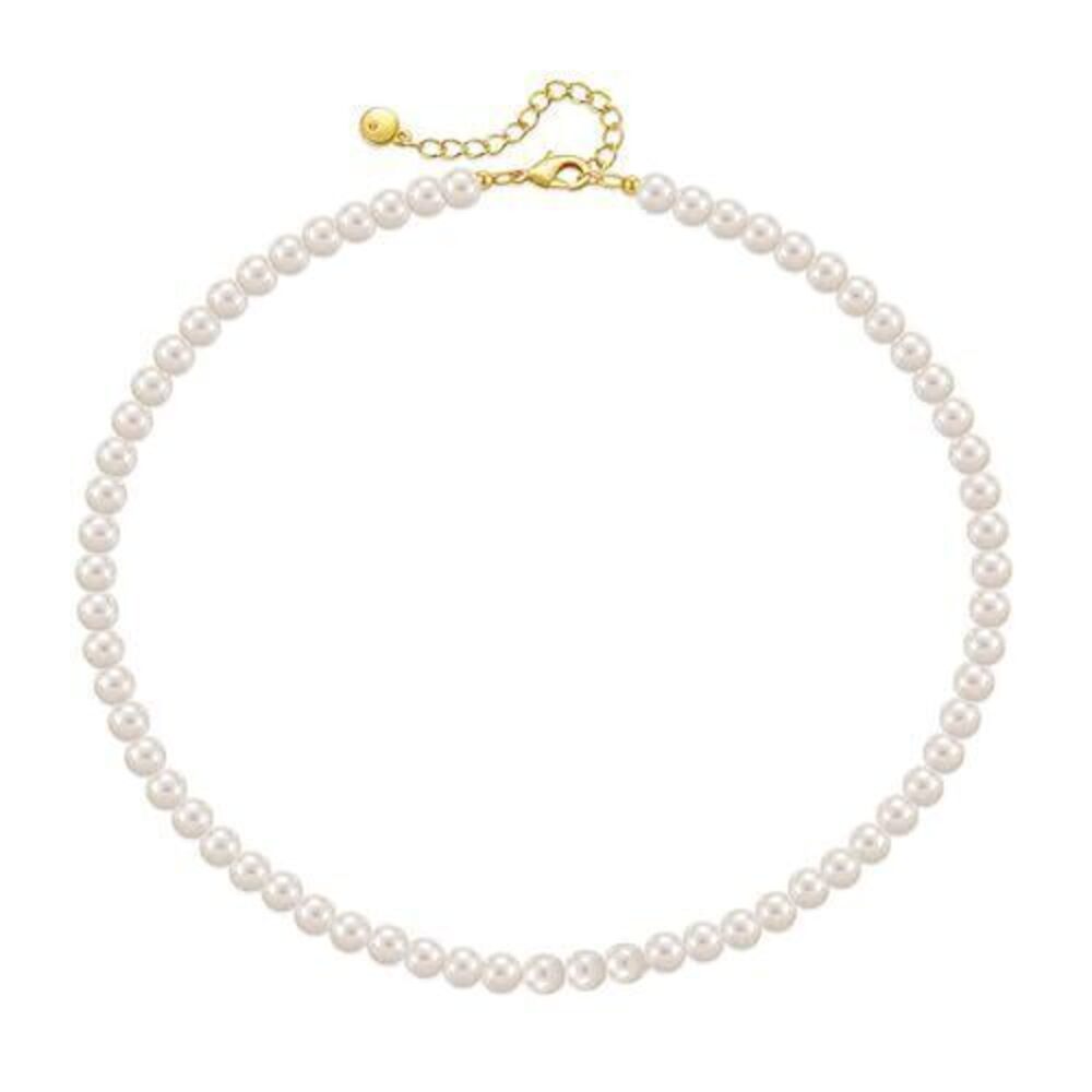 6522 Pearl Choker Necklaces Trendy Adjustable 6mm 18K Gold Plated Simulated